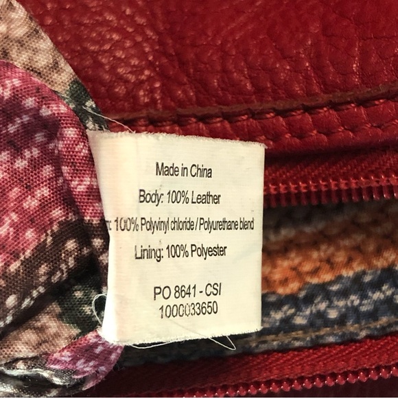 Red Leather The Sak Crossbody Adjustable Strap Fold Over Shoulder Bag Purse - Picture 9 of 10